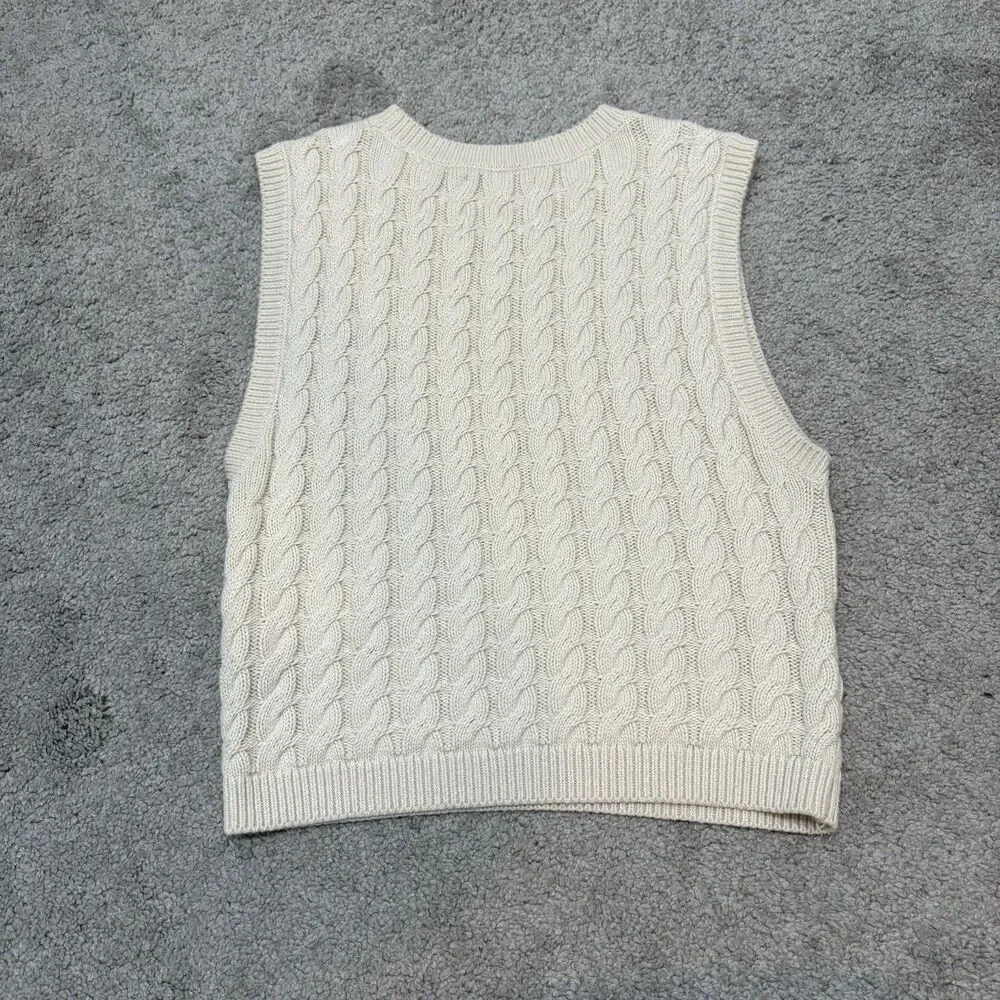 Abercrombie & Fitch Cream Cable Knit Sweater Vest Size S